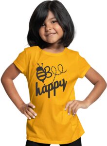 go all out ys 6-8 gold youth bee happy t-shirt