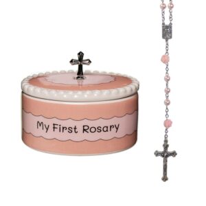 Cascade Goods - Girls My First Pink Rosary & Keepsake Box, Catholic Baptism Gifts for Baby Girl or Dedication Baptism Gifts for Girl or Kids