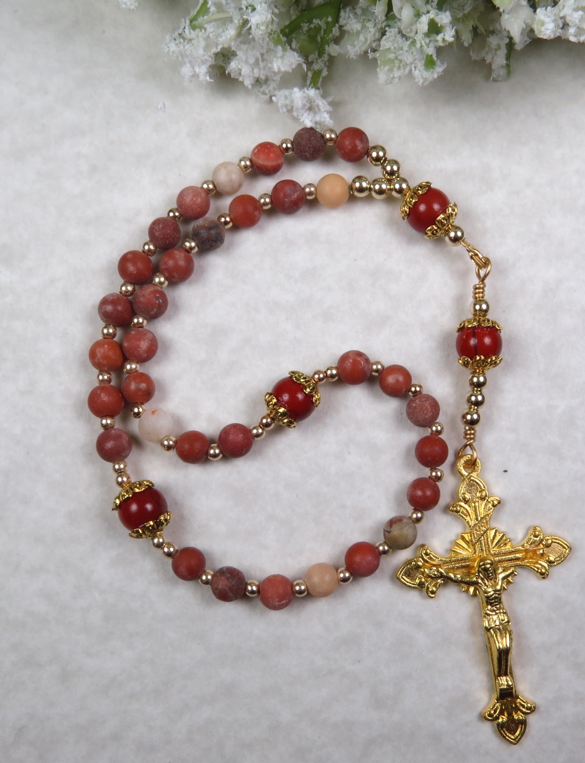 Greek Eastern Orthodox Rosary Red Italian Onyx Chotki Komboskini Handmade Prayer Beads Gift