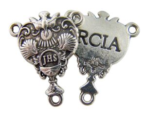 silver tone rcia ihs chalice and host centerpiece for rosary, 1/2 inch