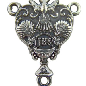 Silver Tone RCIA IHS Chalice and Host Centerpiece for Rosary, 1/2 inch