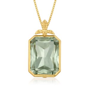 Ross-Simons 11.00 Carat Prasiolite Bumblebee Pendant Necklace in 18kt Gold Over Sterling. 18 inches