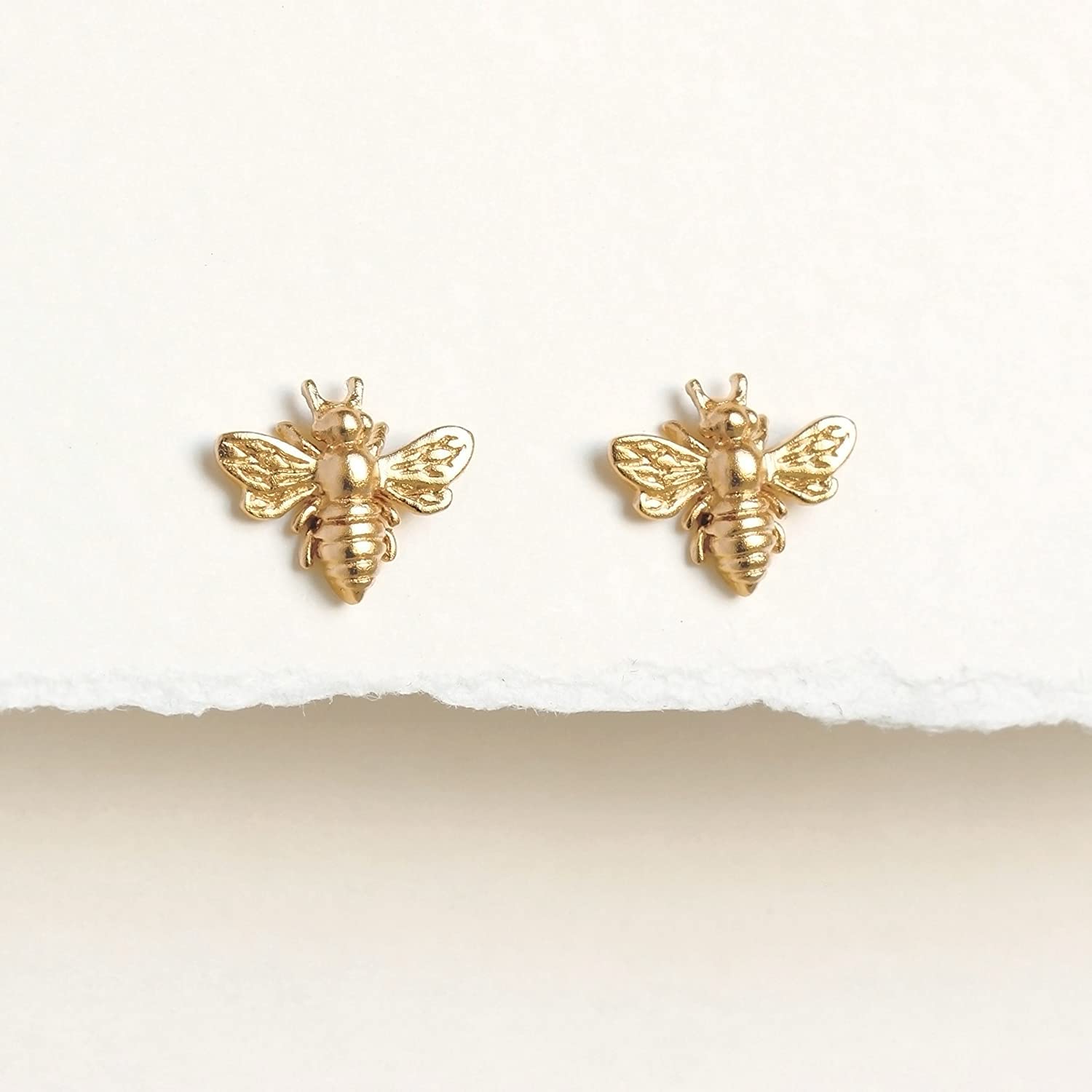 A Charmed Impression • Little Gold Bee Earrings • Gold Honeybee Studs • BumbleBee Post • Handcrafted Jewelry