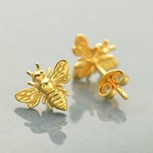 A Charmed Impression • Little Gold Bee Earrings • Gold Honeybee Studs • BumbleBee Post • Handcrafted Jewelry