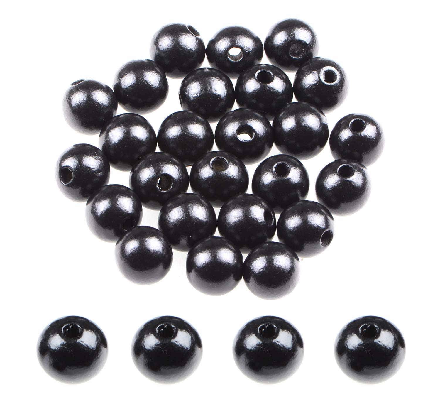 AD Beads Large Hole Wood Spacer Wooden Jewelry Making Bracelet Necklace Chandelier, Large Wooden Rosary Beads Craft Beads (16mm 100pcs, Black)