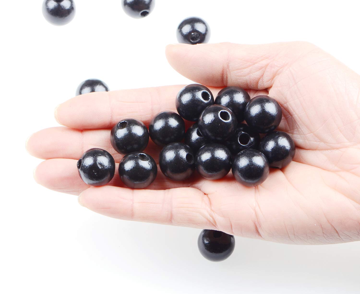 AD Beads Large Hole Wood Spacer Wooden Jewelry Making Bracelet Necklace Chandelier, Large Wooden Rosary Beads Craft Beads (16mm 100pcs, Black)