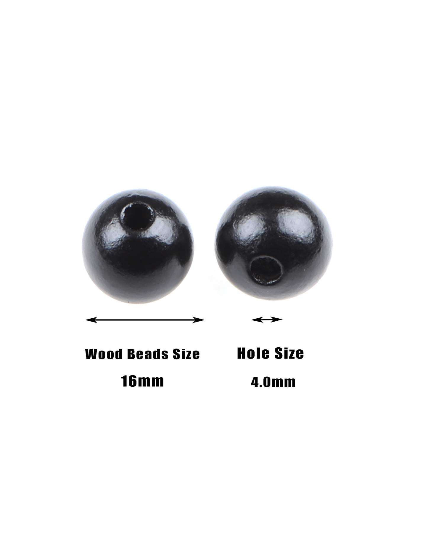 AD Beads Large Hole Wood Spacer Wooden Jewelry Making Bracelet Necklace Chandelier, Large Wooden Rosary Beads Craft Beads (16mm 100pcs, Black)