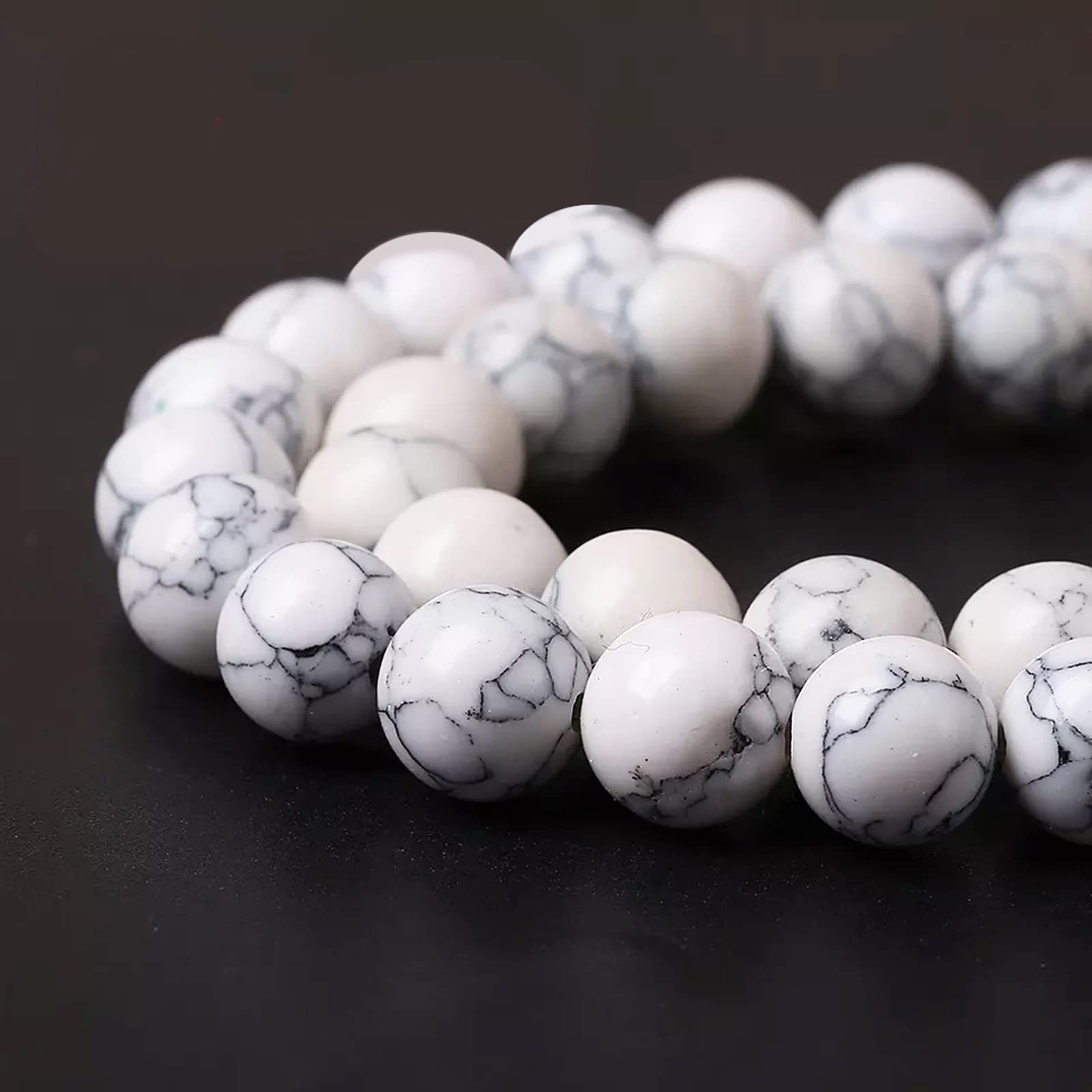 Jmzothie Natural Stone Beads White Turquoise Beads Energy Crystal Healing Power Gemstone for Jewelry Making(8mm, White turquoise-45pcs)