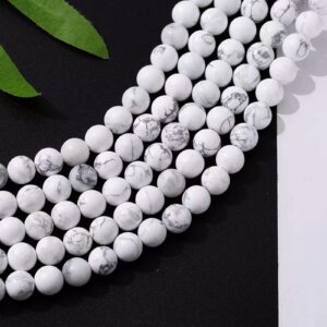 Jmzothie Natural Stone Beads White Turquoise Beads Energy Crystal Healing Power Gemstone for Jewelry Making(8mm, White turquoise-45pcs)