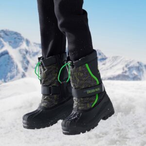 DREAM PAIRS Little Kid Kamick Black N.Green Mid Calf Waterproof Winter Snow Boots Size 2 M US Little Kid