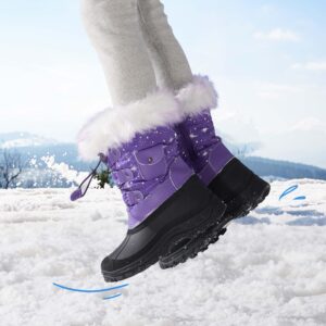 DREAM PAIRS Boys Girls Insulated Waterproof Snow Boots,Size 2 Little Kid,PURPLE,KSNOW