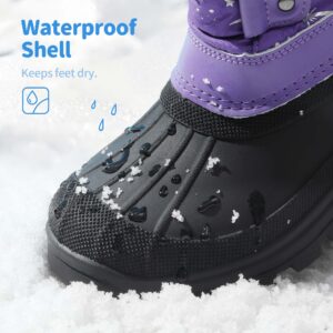 DREAM PAIRS Boys Girls Insulated Waterproof Snow Boots,Size 2 Little Kid,PURPLE,KSNOW