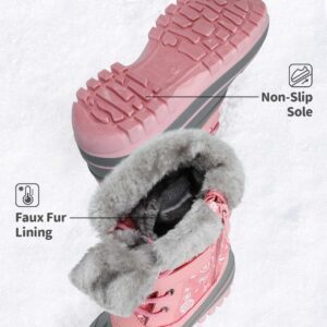 DREAM PAIRS Boys Girls Mid Calf Winter Warm Snow Boots Kriver-3 Pink Size 2 Little Kid