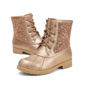 DREAM PAIRS Girls Side Zipper Glitter Ankle Boots KBO212 Rose/Gold Size 2 Little Kid