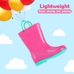 Colorxy Kids Rain Boots for Boys Waterproof Toddler Rain Boots with Easy-On Handles, Hot Pink Size Big Kid 4