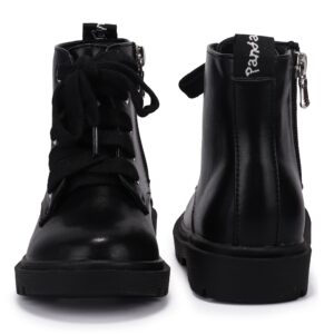 PANDANINJIA Christina Boys Girls Short Ankle Boots Fashion Dress Booties Waterproof Combat Shoes with Zipper for Toddler Little Kid (Black Pu, 2 M US Little Kid)