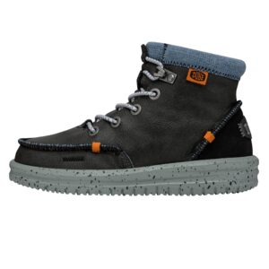 hey dude bradley boot youth leather black size 2 | kids boots | kids pull on boots | comfortable & light-weight