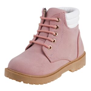 rugged bear kids hiking outdoor waterproof lace-up comfort urban styled boots - pink (size 2 big kid)