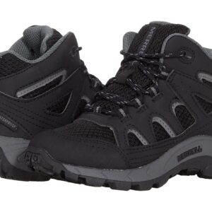 Merrell Oakcreek Mid Lace WTRPF Hiking Boot, Black/Grey, 2 US Unisex Big Kid