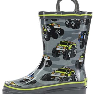 Western Chief boys Waterproof Printed Rain Boot, Monster Crusher,2-3 Little Kid