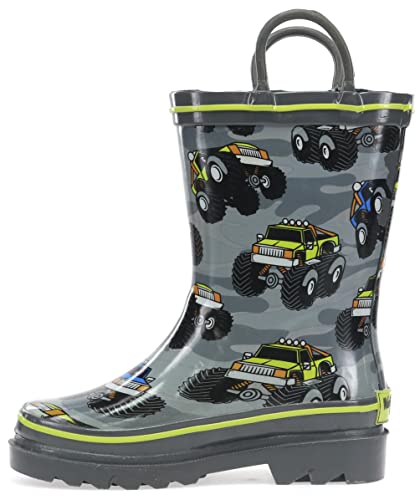 Western Chief boys Waterproof Printed Rain Boot, Monster Crusher,2-3 Little Kid