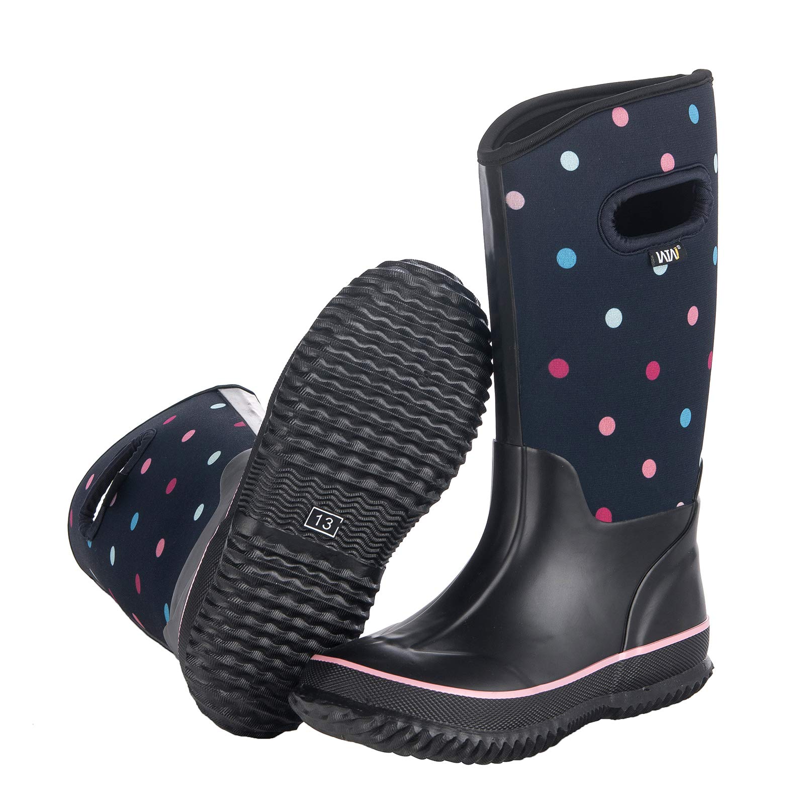 WTW Kids Rubber Rain Boots - Neoprene Insulated 100% Waterproof Mid Calf Mud Boots for Boys and Girls Winter Snow Boots