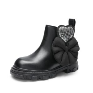 dream pairs girls chelsea boots side zipper interchangeable accessories ankle booties sdbo2301k black size 2 little_kid