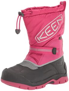 keen snow troll insulated waterproof pull on winter boots, fuchsia purple/silver, 2 us unisex big kid