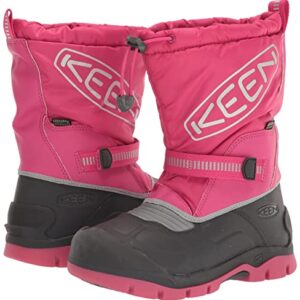 KEEN Snow Troll Insulated Waterproof Pull On Winter Boots, Fuchsia Purple/Silver, 2 US Unisex Big Kid