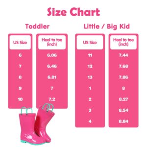 Colorxy Kids Rain Boots for Boys Waterproof Toddler Rain Boots with Easy-On Handles, Hot Pink Size Big Kid 2