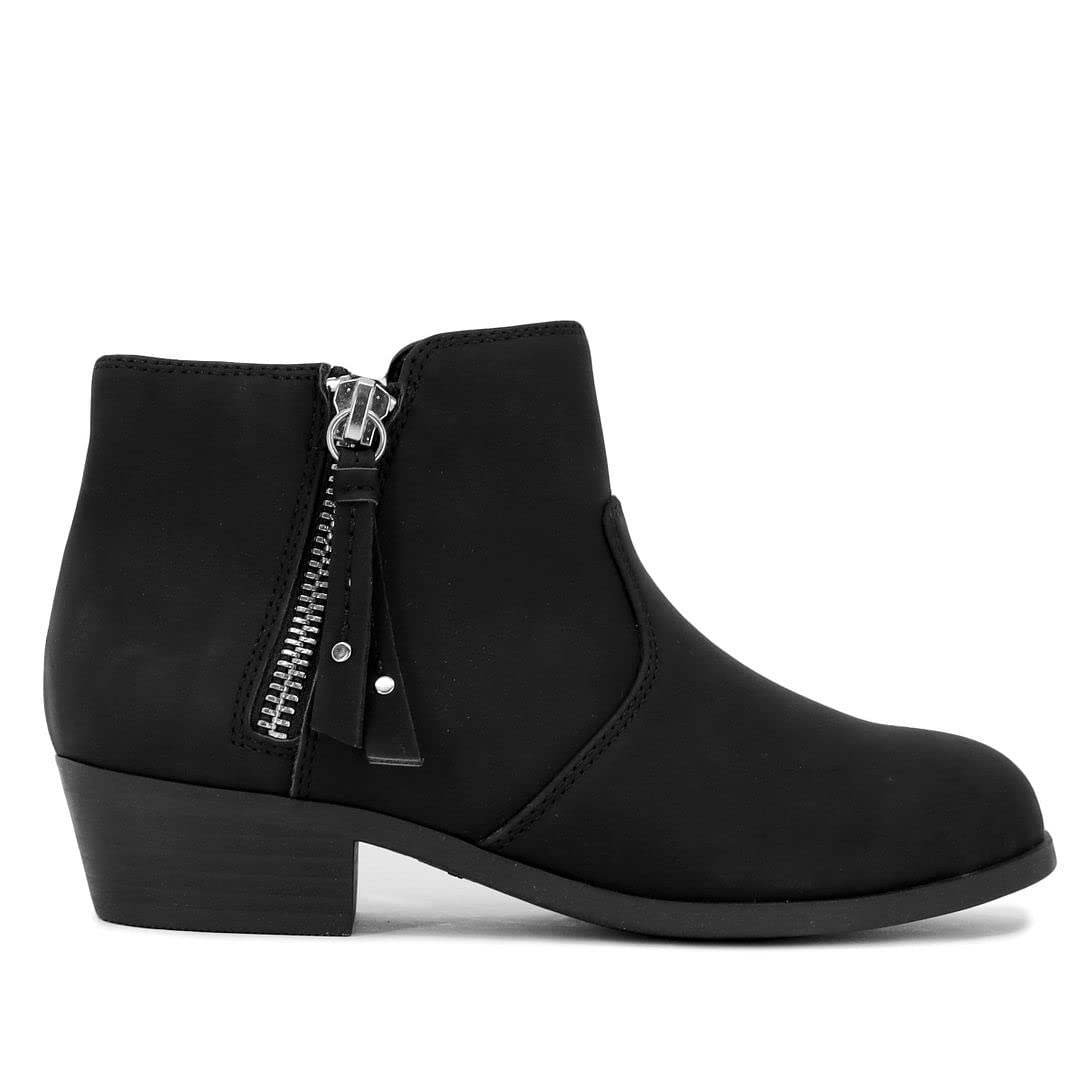 LONDON FOG Girls Black Alley Ankle Boot Fashion Ankle boots for Girls With Functioning Zipper black 2