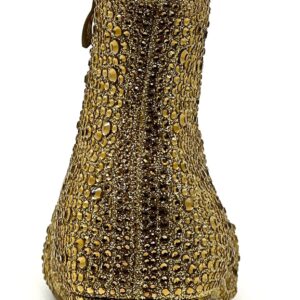 Forever Girls Rhinestone Boots Kids Low Heel Dress Booties Iceberg-12K Shoes Gold Rhinestone 2