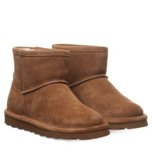 BEARPAW Alyssa Youth Hickory Size 2 | Youth 's Ankle Boot | Youth 's Slip On Boot | Comfortable Winter Boot