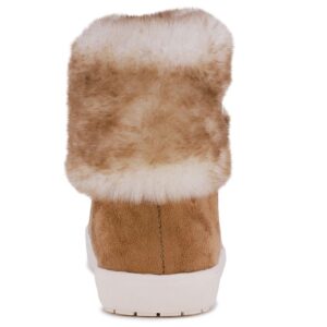 LONDON FOG Girls Elia Street Cold Weather Snow Boots Faux Fur Zip Up Warm Lined Snow Boots For Girls tan 2