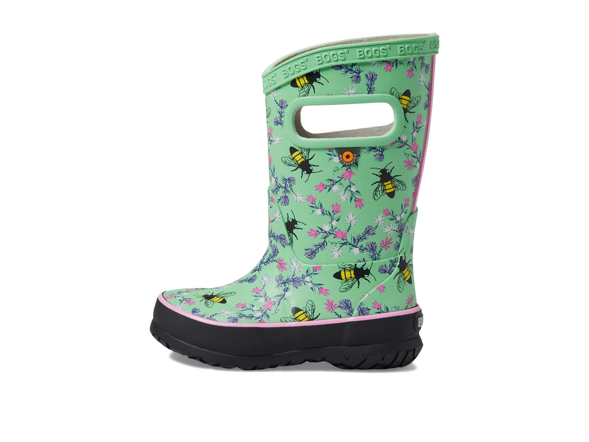 BOGS Rain Boot Bees (Toddler/Little Big Kid), Mint Green, 2 US Unisex