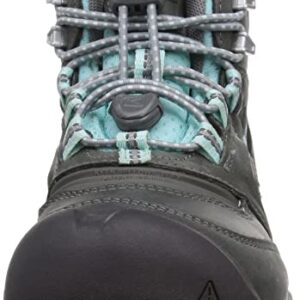 KEEN Ridge Flex Mid Height Waterproof Leather Hiking Boots, Grey/Blue Tint, 2 US Unisex Big Kid