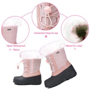 K KomForme Boys & Girls Snow Boots Insulated Fur Lined Warm Anti-Slip Waterproof Winter Boot (Toddler/Little Kid/Big Kid)