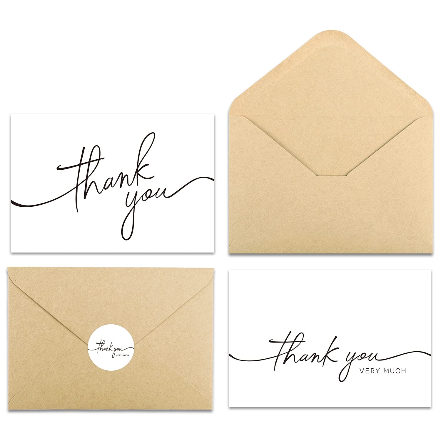 30 Pack Thank You Cards with Envelopes, 4" x 6" Professional Looking | Suitable for Business, Baby Shower, Wedding, Small Business, Graduation, Bridal Shower, Funeral