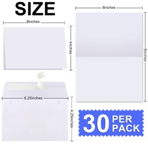 Joyberg Blank Cards and Envelopes 4x6, 30 Pack White Invitation Cardstock with 30 Pack Envelopes, Self-Seal Thank you Blank Greeting Cards and Envelopes, for All Occasions DIY, Print custom