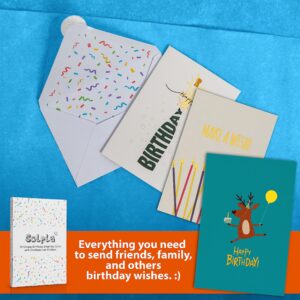 24 Pack Unique Gold Foil Birthday Cards with Envelopes & Stickers | 4x6 Inches Blank Happy Birthday Cards Assortment in Bulk for Family, Kids, Friends, Work & Office Celebrations.