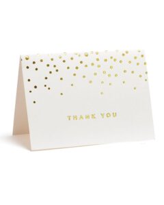 gartner studios gold foil dots thank you cards, ivory, 3.5” x 5”, set of 50 (13745)