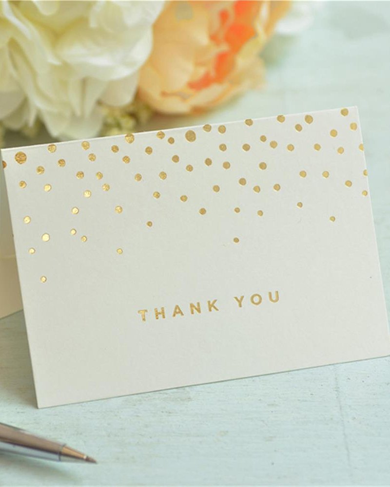 Gartner Studios Gold Foil Dots Thank You Cards, Ivory, 3.5” x 5”, Set of 50 (13745)