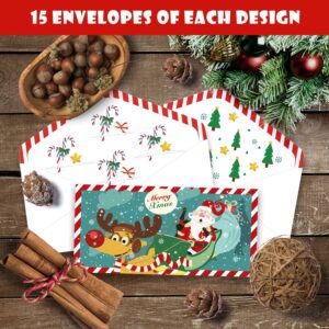 BGTCARDS Christmas Money Cards - 30 Pack - Christmas Money Holder with Envelopes - Christmas Gift Card Holder for Cash, Checks, or Gift Cards in 6 Assorted Festive Designs