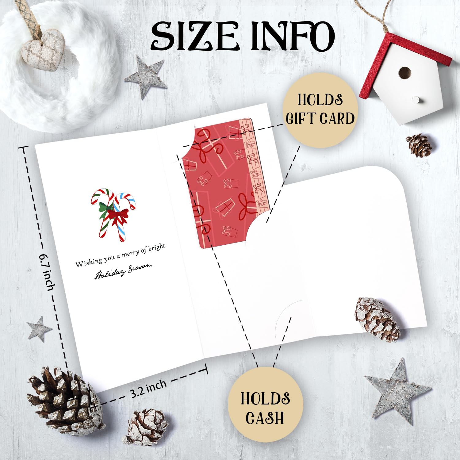 BGTCARDS Christmas Money Cards - 30 Pack - Christmas Money Holder with Envelopes - Christmas Gift Card Holder for Cash, Checks, or Gift Cards in 6 Assorted Festive Designs