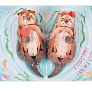 Liif Otter Half 3D Pop Up Anniversary Card For Wife, Husband, Couple, Funny Birthday Card - For Girlfriend, Boyfriend | With Message Note & Envelop | Size 7 x 5 Inch