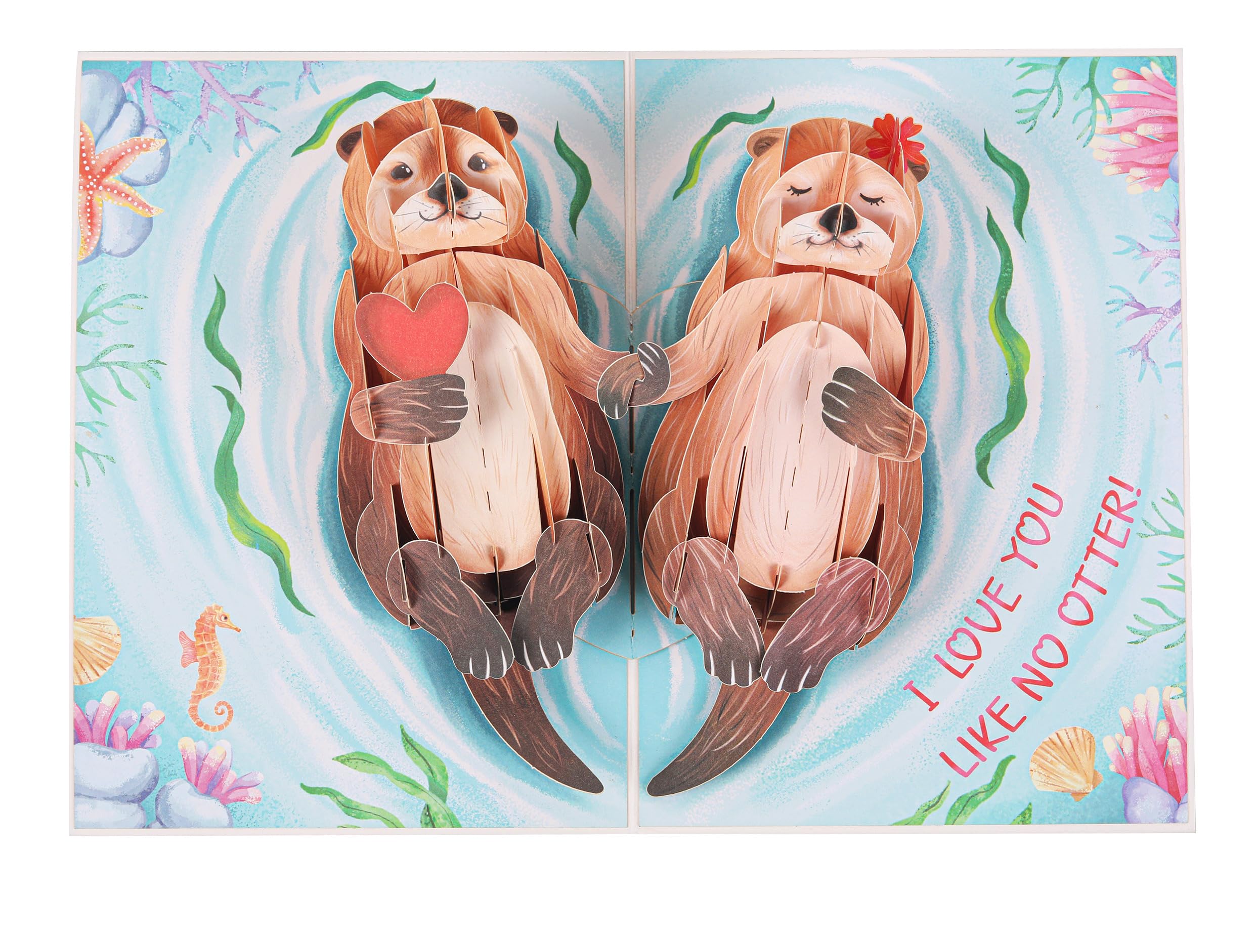 Liif Otter Half 3D Pop Up Anniversary Card For Wife, Husband, Couple, Funny Birthday Card - For Girlfriend, Boyfriend | With Message Note & Envelop | Size 7 x 5 Inch