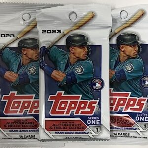 Topps 2023 Series 1 Baseball MLB Set of 3 Packs - 16 Cards per Pack - 48 Trading Cards Total