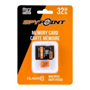 SPYPOINT 32GB Micro SD Memory Card trail for cameras | Adapter Media Storage for Trail and Game Cameras Designed | Used in Hunting and Trail Cams (Class 10 speed)