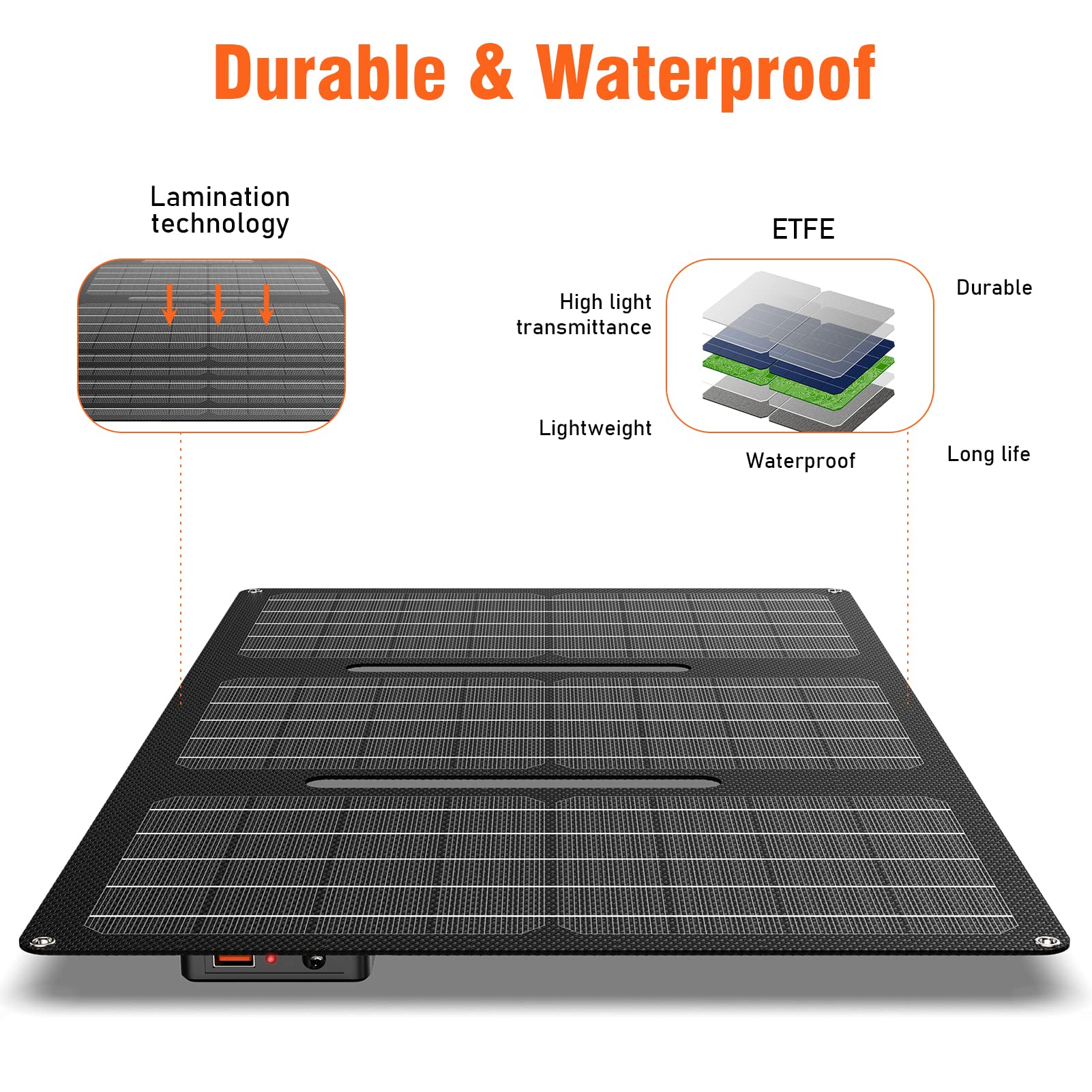 30W Portable Foldable Solar Panel Charger for Outdoor Camping Solar Battery Charger 12 Volt Waterproof High Efficiency Solar Panel Kit DC for Portable Power Station USB Solar Panel Battery Charger