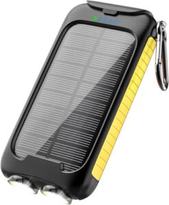 yelomin solar charger, solar power bank, portable charger for outdoor camping travel